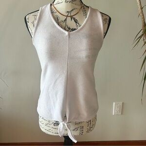 LOFT tank, size xxs, front waist tie, V neck, ribbed texture.